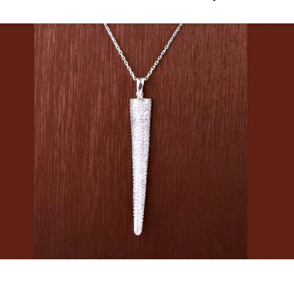 Large White Topaz &Sterling Silver Spike Necklace